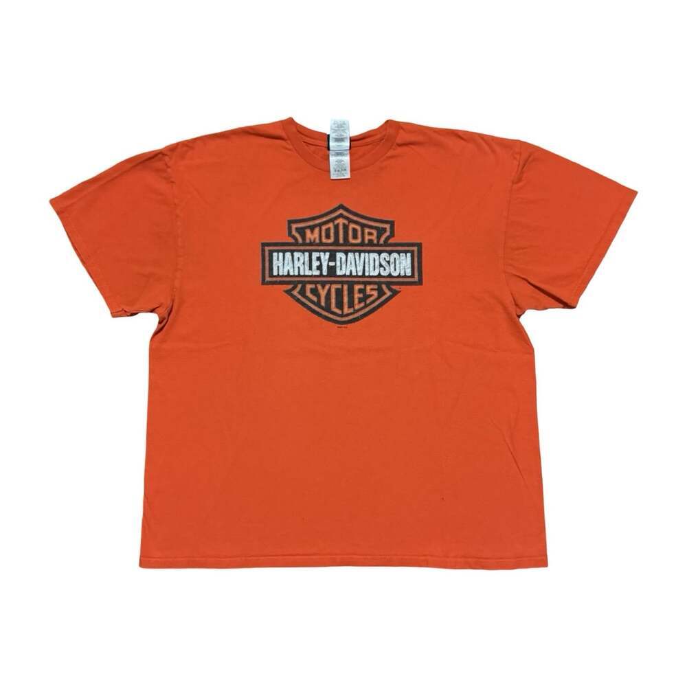 Harley Davidson Clarksville TN Short Sleeve Orange Tshirt Size XXL